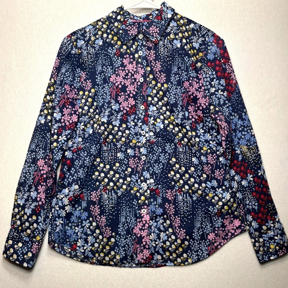 Talbots Petite Floral Button Down Shirt 100% Cotton Long Sleeve Small SP